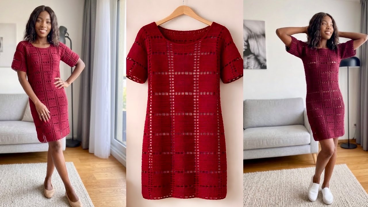 How To Crochet A Mesh Dress | Detailed Simple Instructions For Beginners | Window Pane Pattern 