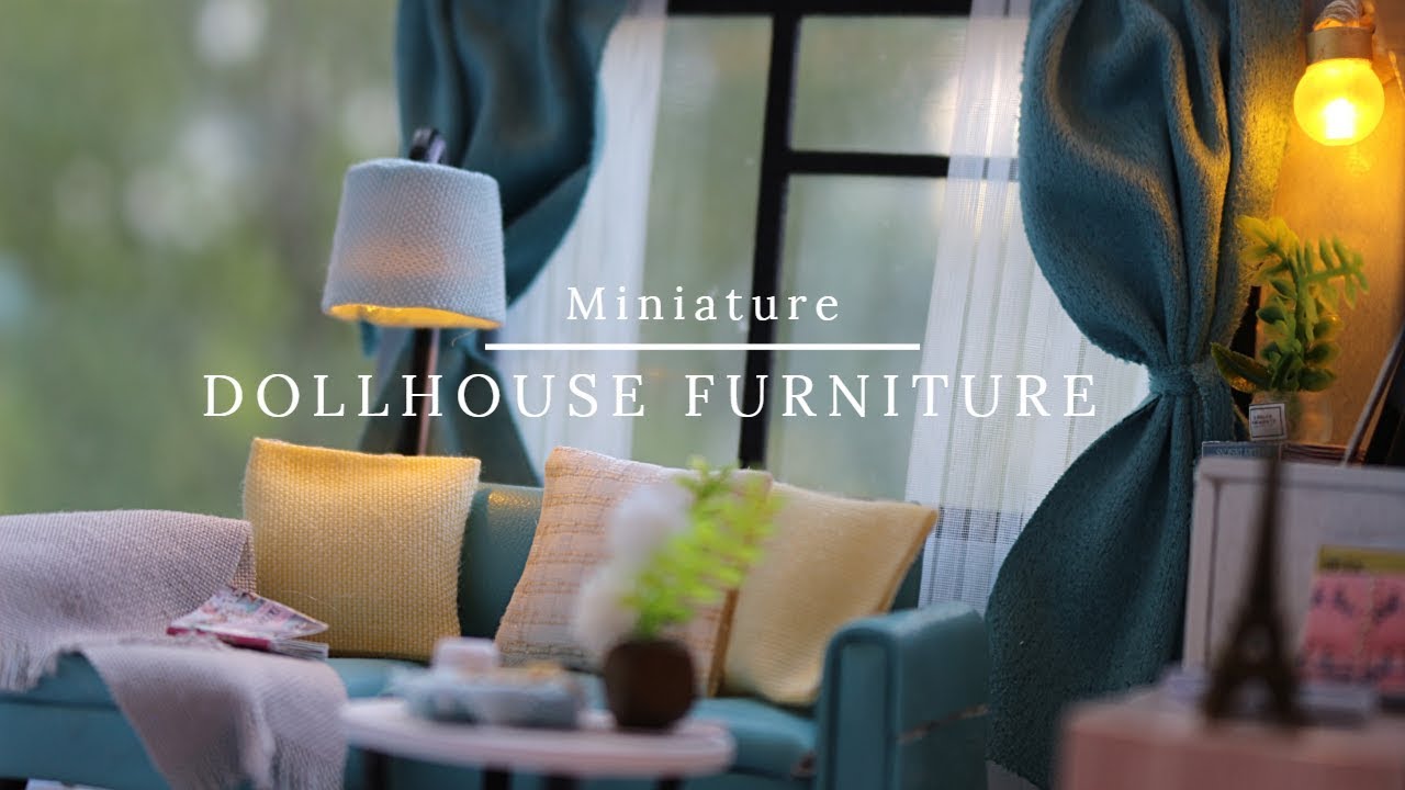 SO FUN TO MAKE!! PERFECT DOLLHOUSE FURNITUREㅣ미니어처 블루 리빙룸 ㅣ MODERN BLUE LIVING ROOM