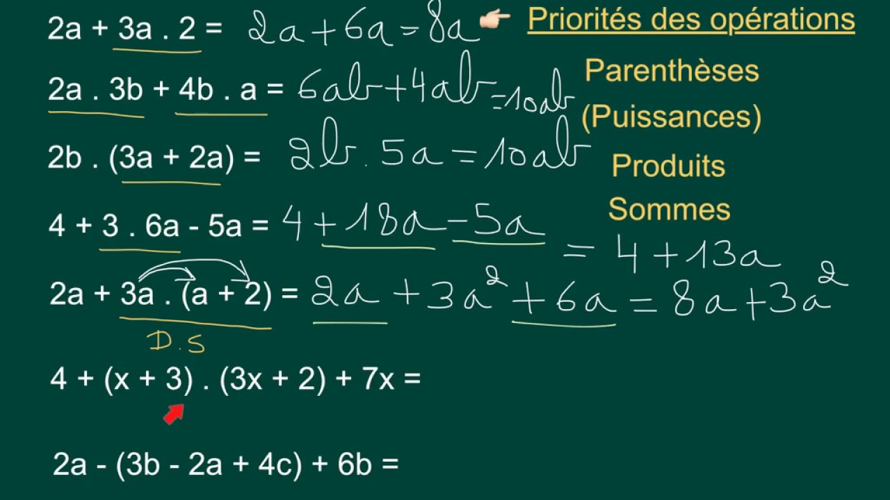 Introduction au calcul littéral (6) Priorités des opérations