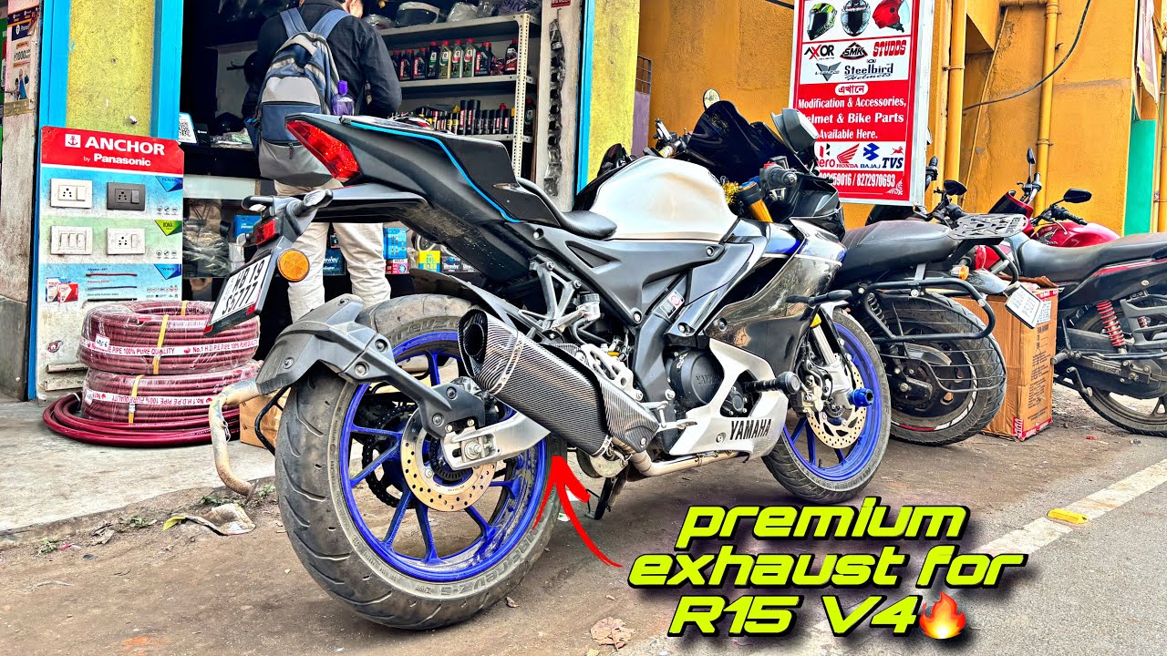 Akrapovic R1M Exhaust Installation in R15 V4 | Loudest Full System Exhaust for R15 V4 | Modification