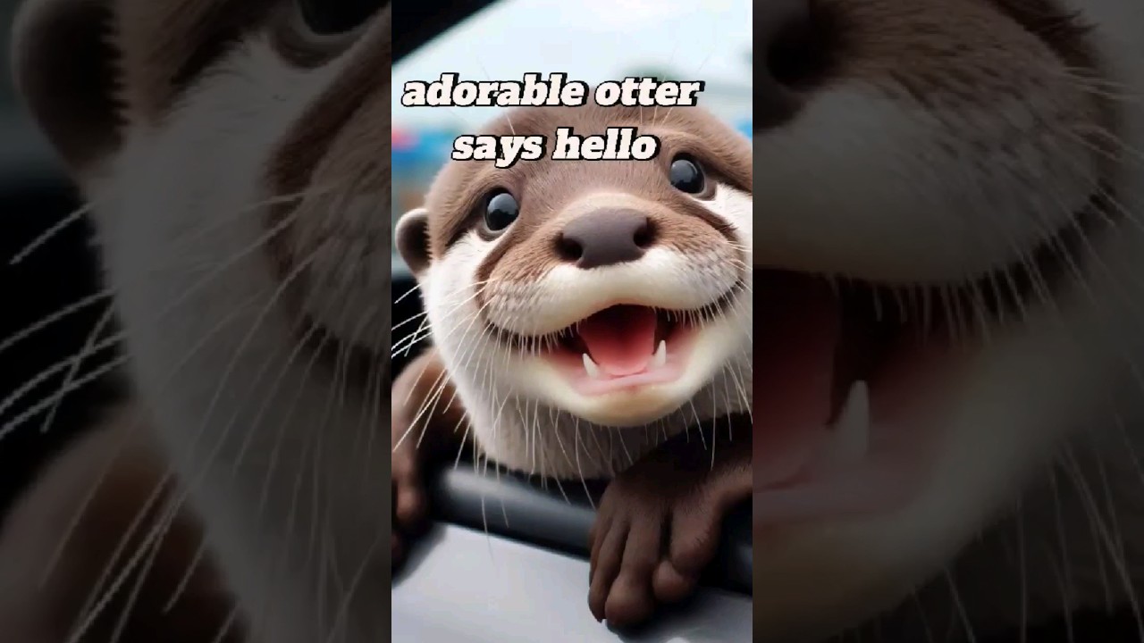 Adorable Otter Says Hello from the Car Window! 🦦#OtterLove #CarCompanion #CuteAnimals #SmilingOtter