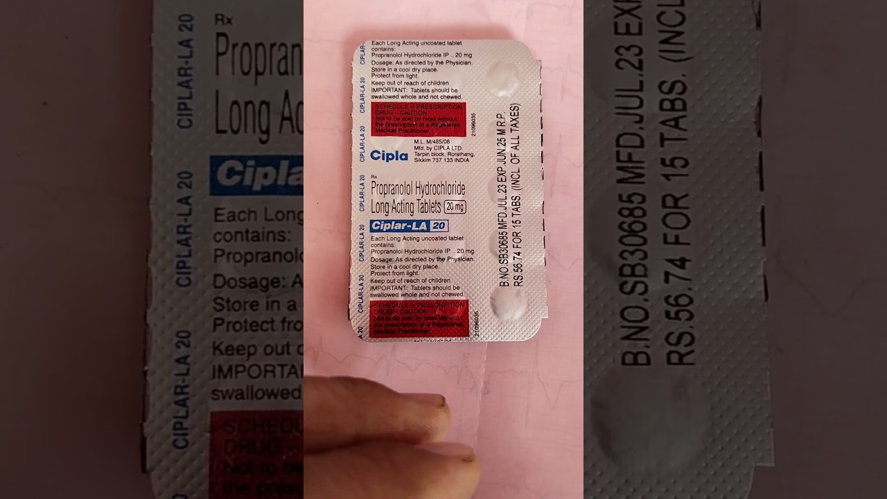 Ciplar LA 20 Tablets Uses |Propranolol Hydrochloride Long Acting Tablets 20 Mg Uses In Hindi #shorts