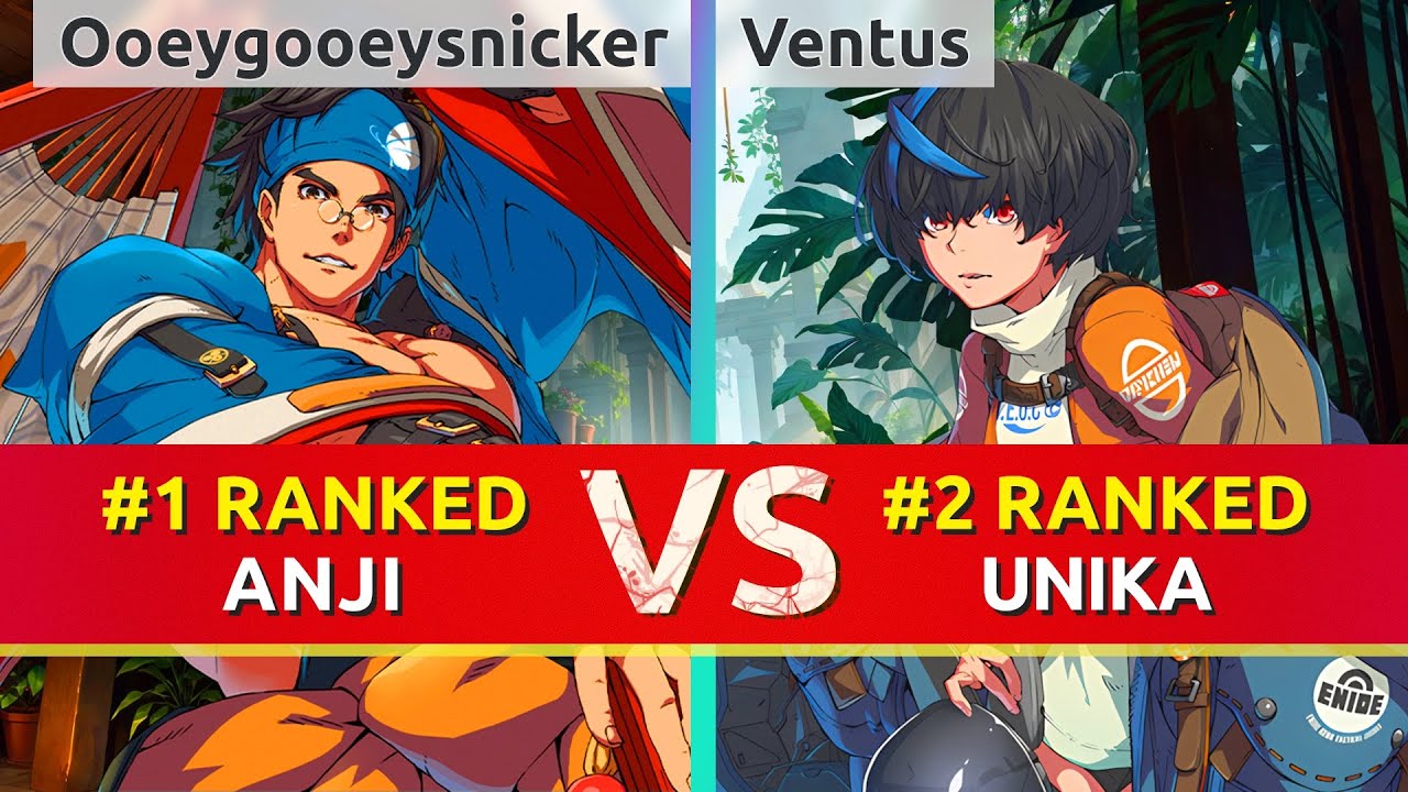 GGST ▰ Ooeygooeysnicker (#1 Ranked Anji) vs Ventus (#2 Ranked Unika). High Level Gameplay