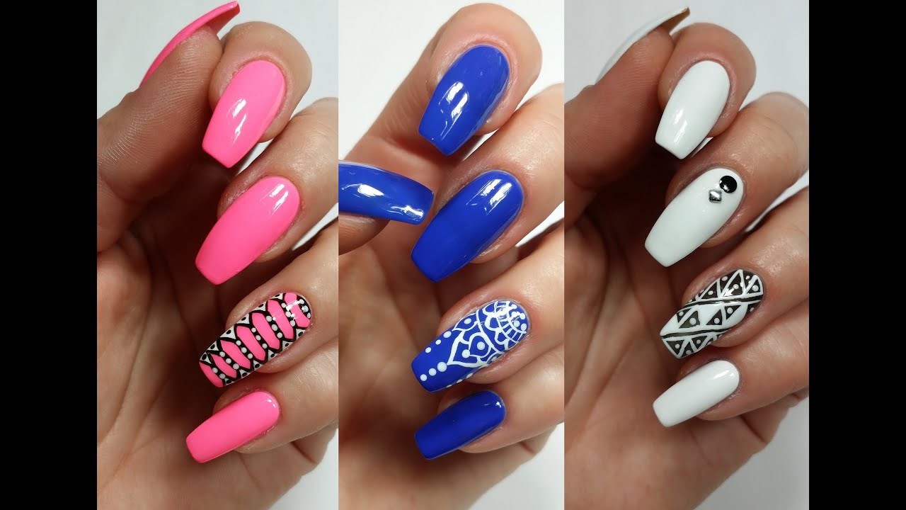 3 Easy Accent Nail Ideas! Freehand (Khrystynas Nail Art)