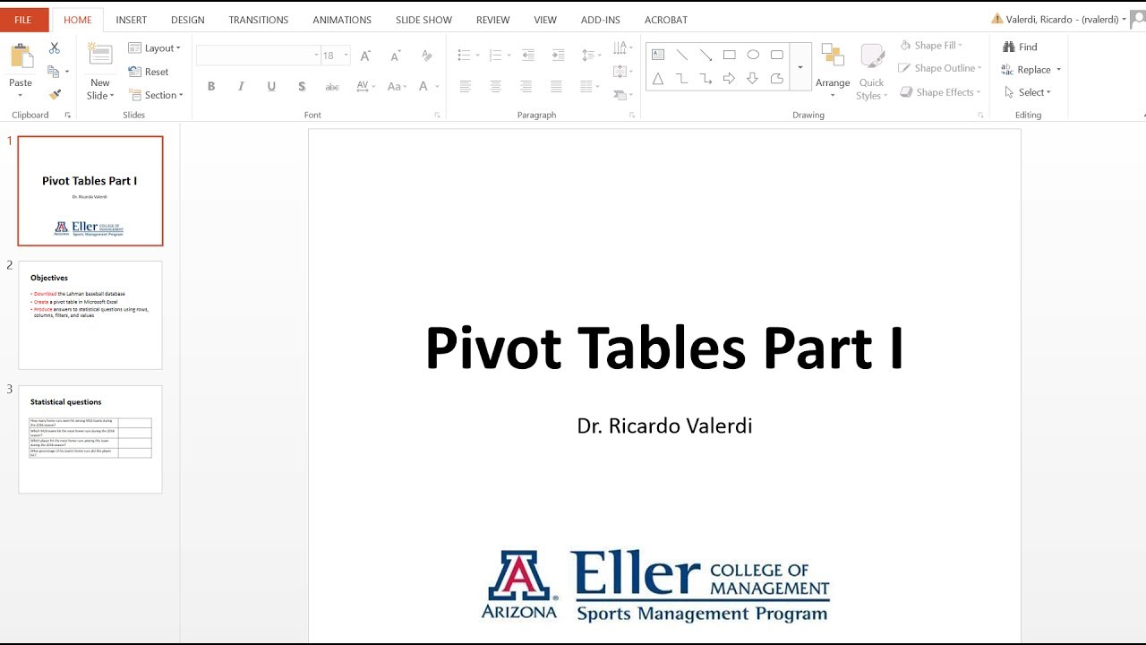 Pivot Tables Part 1 - Home Runs in the Lahman database