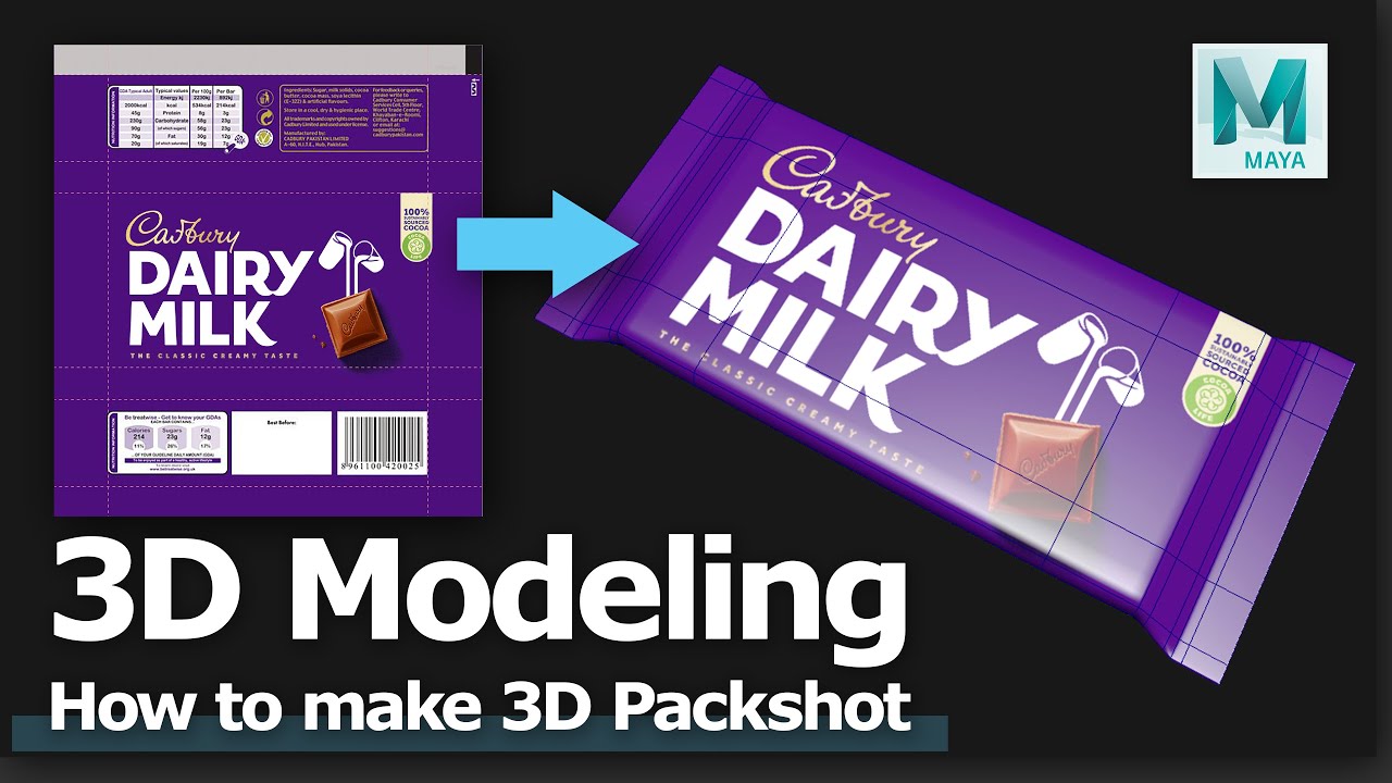 2D to 3D Packshot Modeling - Chocolate Bar Wrapper 3D Packaging - Part 1