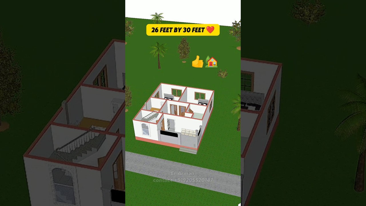 26 feet by 30 Feet house plans 🏡 