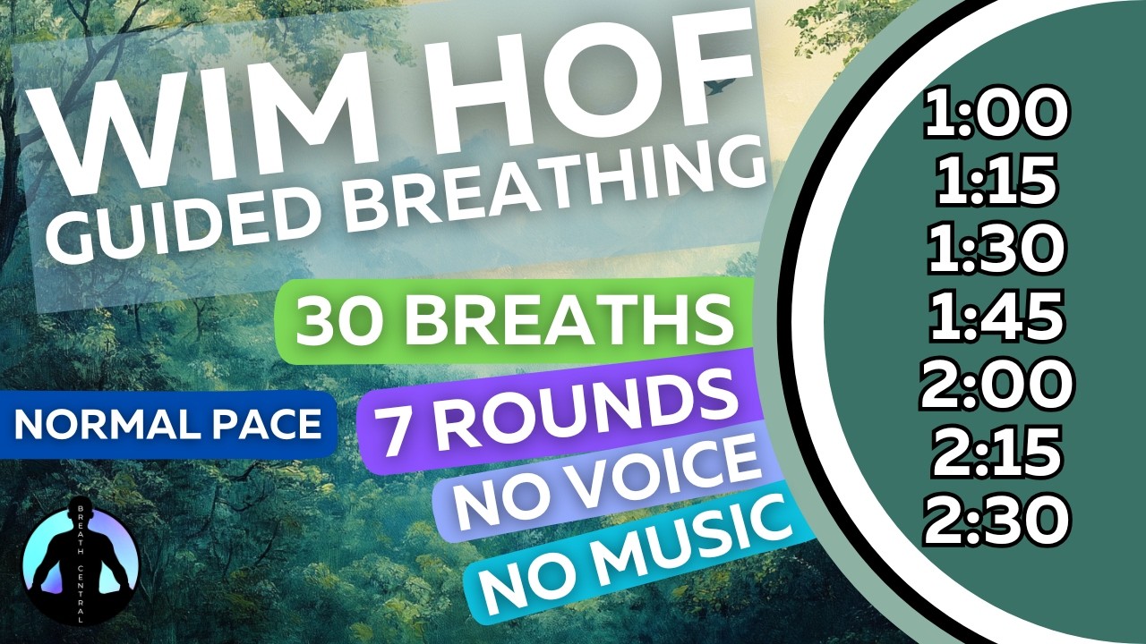 WIM HOF Guided Breathing | 30 Breaths 7 Rounds Normal Pace | Up to 2:30min | No Voice No Music