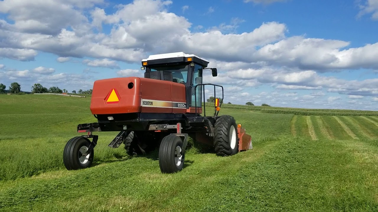 Hesston 8550s mowing short second cutting