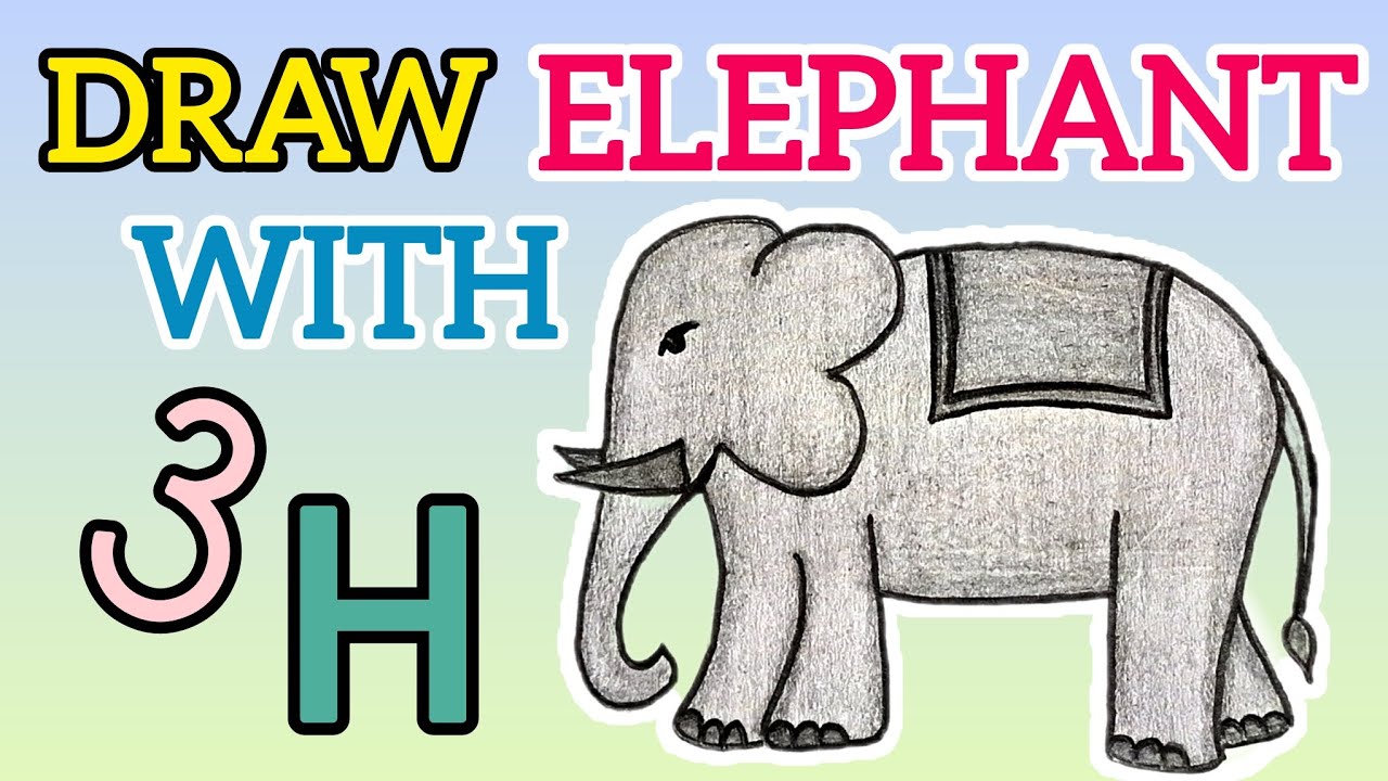 Alphabet H Or Number 3 से Elephant बनाएं 🐘| Alphabet Number Drawing | Doodle Gyaan 