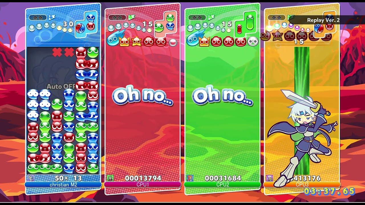 Puyo Puyo Champions PC Rulue VS Satan,Arle & Schezo Fever Mode
