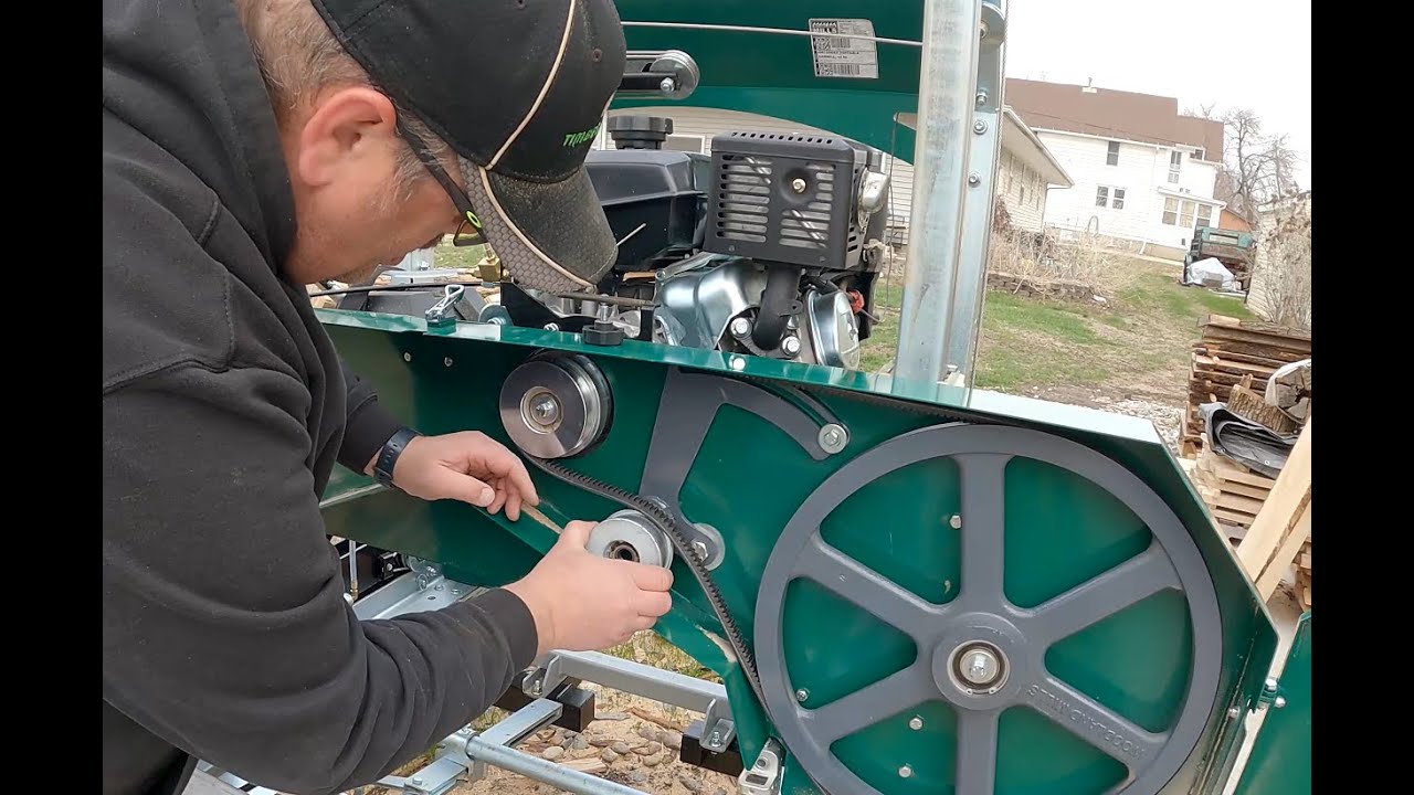 Troubleshooting issue with Woodland Mills HM130 Max Portable Sawmill.  Tensioner bearing replacement