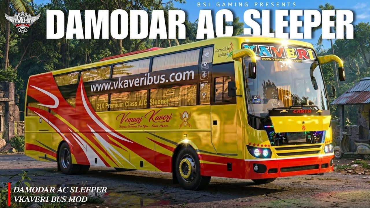 Damodar AC Sleeper Bus mod for bussid | bussid New mod | BSI Gaming 