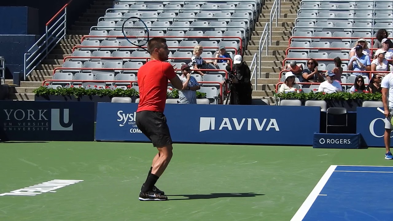 Borna Coric practice hitting with Rafael Nadal