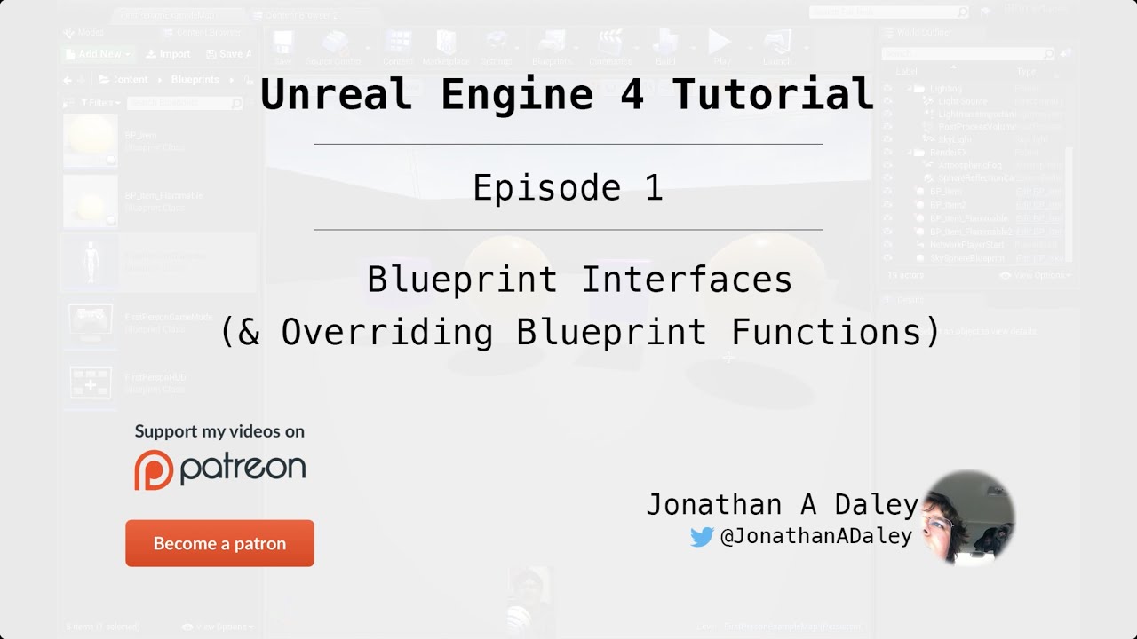 Unreal Engine 4 Tutorial - Ep1 - Blueprint Interfaces (& Overriding Blueprint Functions)
