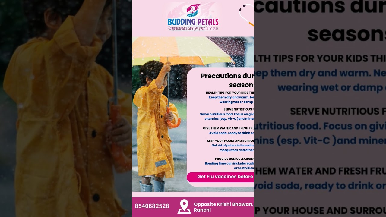 Monsoon Care for Kids #babycareclinic #drsnehagupta #bachpankisuraksha #Monsoon #rainyweather #