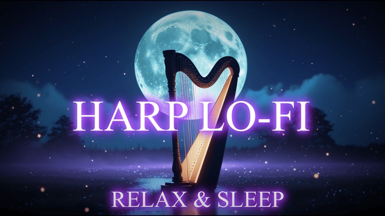 Harp Lo-fi Under the Moon 🌙 Peaceful Sleep Music 12 Hours