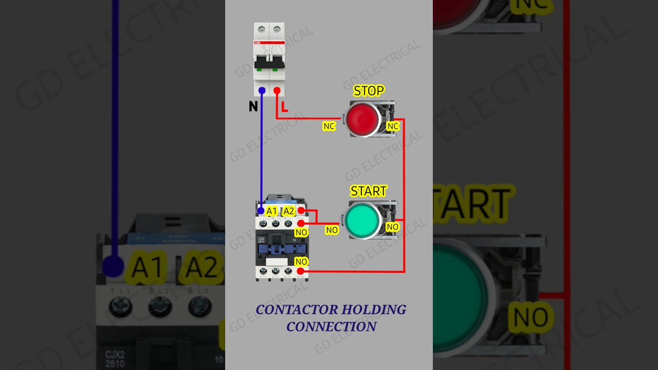 contactor holding connection very easily #contactor #controlwiring #connection