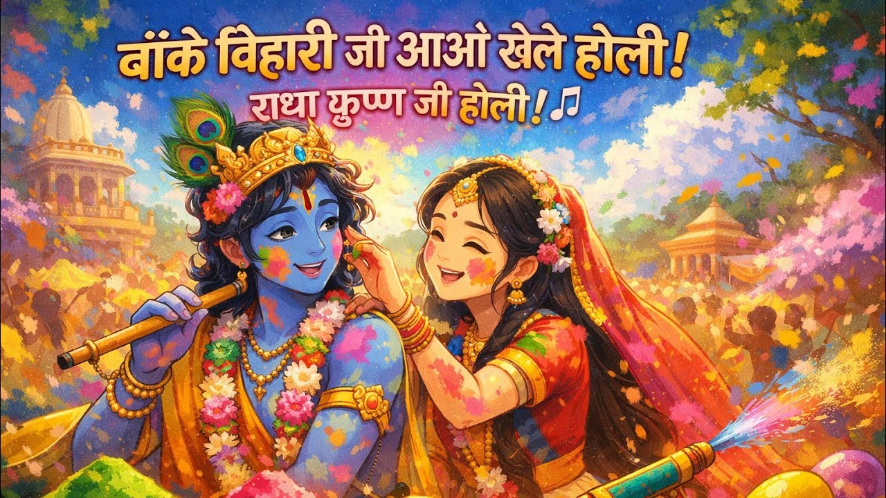 🤗 बांके बिहारी जी आओ खेलें होली 💖। राधा कृष्ण होली 🎶।Holi Bhakti Song।#holi #viral #radhakrishna  