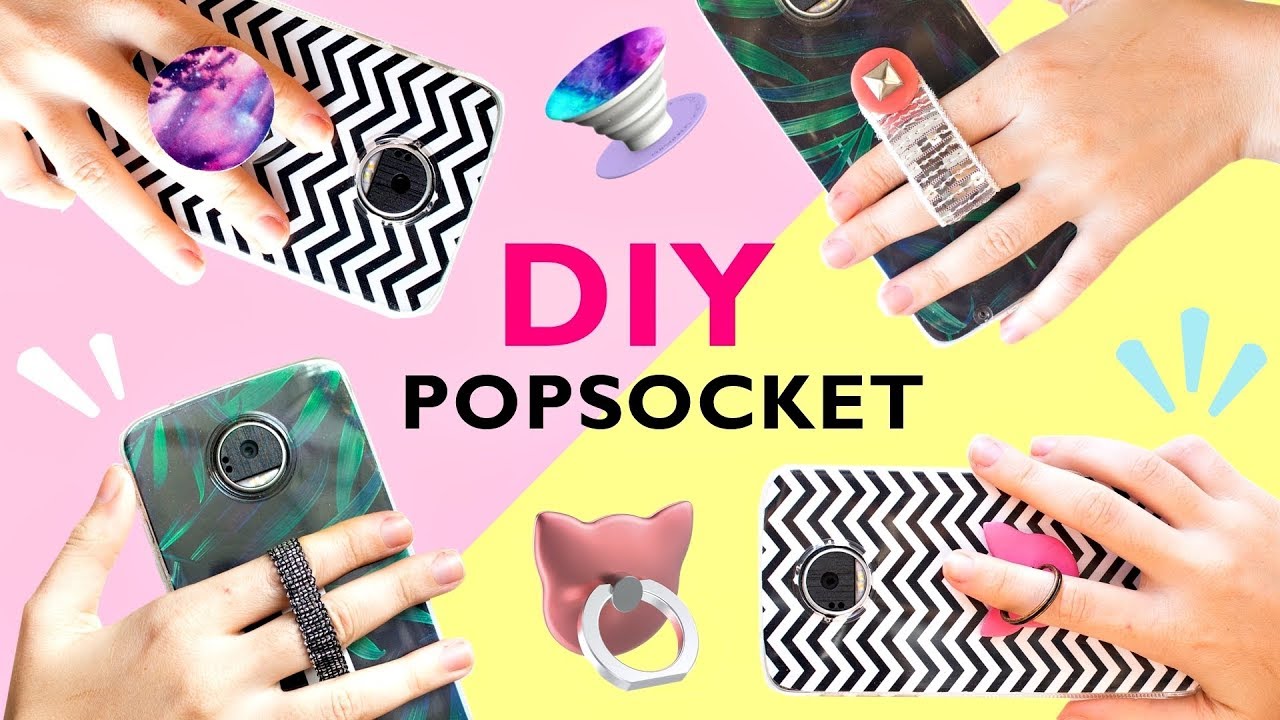 4 DIY POPSOCKET e SUPORTE de dedos para CELULAR - Como fazer fácil - Capinhas personalizadas