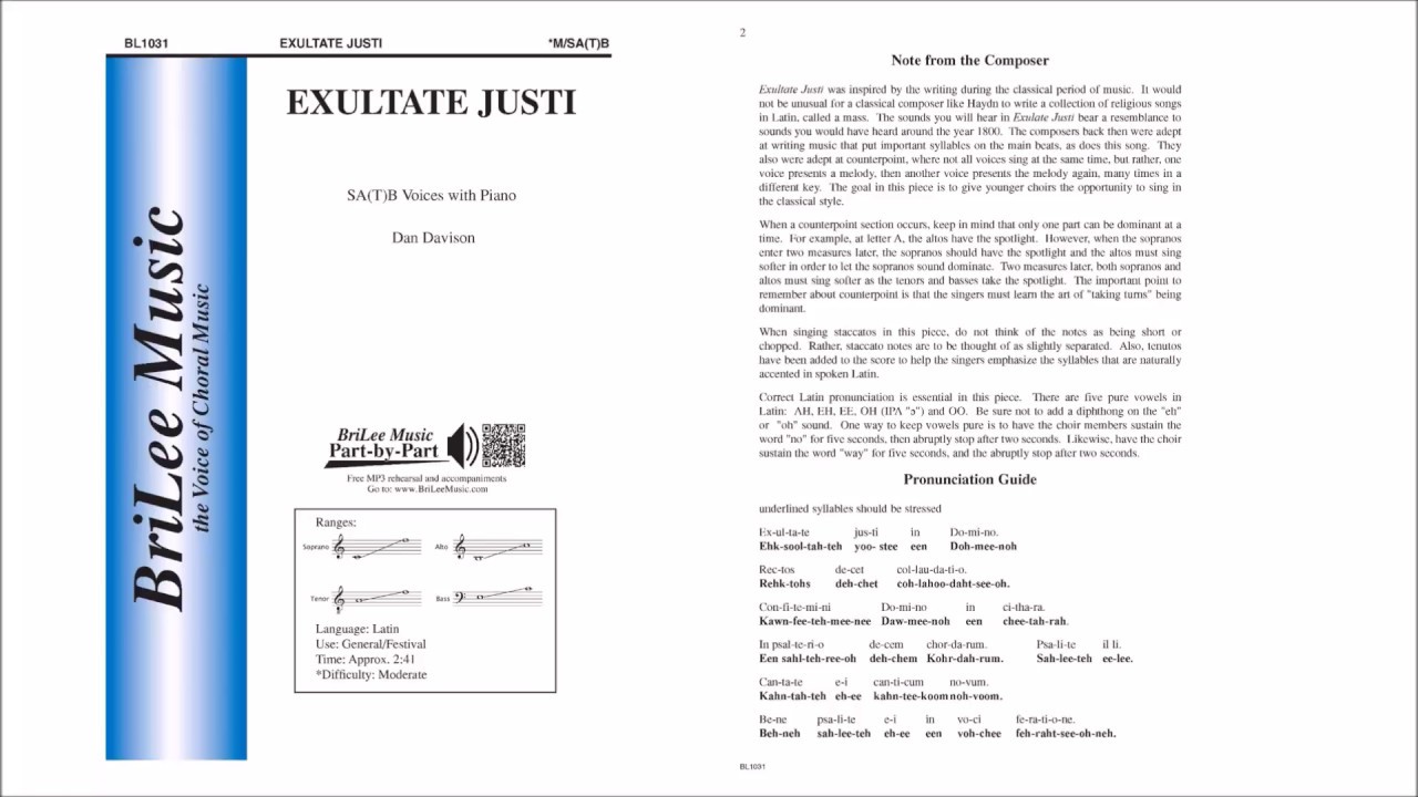 Exultate Justi (BL1031) by Dan Davison