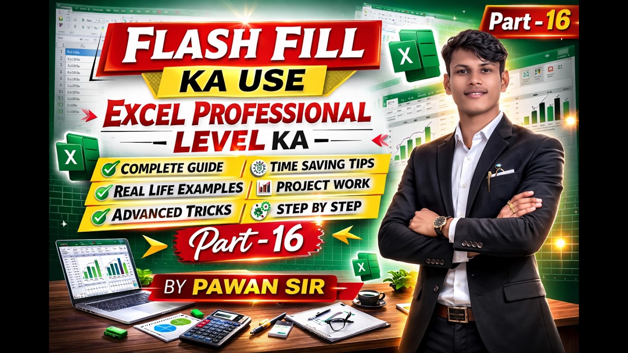 Excel Flash Fill Step by Step | Beginner to Advanced PART 16 #FlashFill#ExcelFlashFill By Pawan Sir