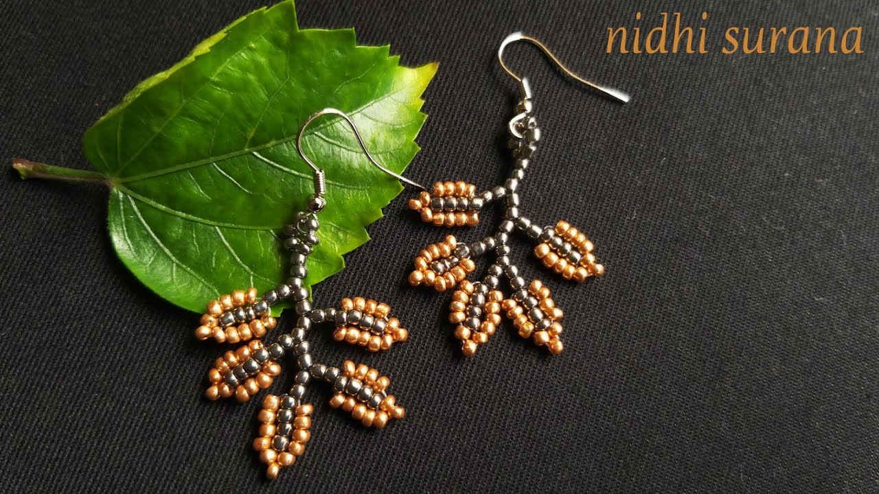🌿 Beaded Leaves Earrings (0165)
