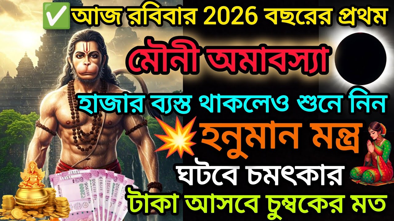 ✅আজ মৌনী অমাবস্যা🌑আজ চমৎকার ঘটবে💥💰টাকা আসবে চুম্বকের মতো💰প্রচুর অর্থ প্রাপ্তি।Hanuman mantra 