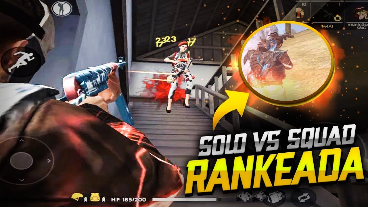 DETONANDO NO SOLO VS SQUAD EM PLENA RANQUEADA - FREE FIRE