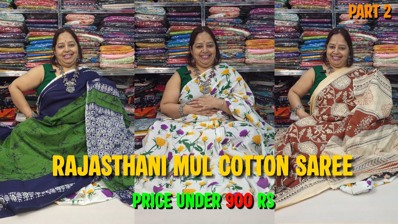 🌸 Rajasthani Mul Cotton Saree | Hand Block Print | Soft Summer Saree Under ₹900 Part 2