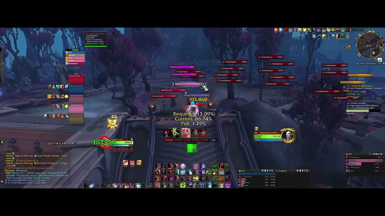 Blood Death Knight vs Halls of Atonement +11, PUG with carry