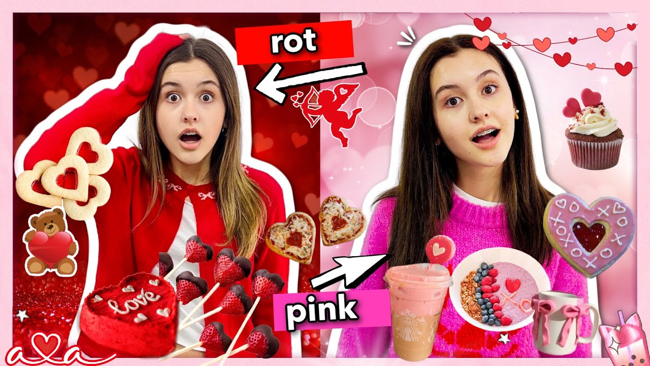 24 STUNDEN nur PINK und ROT ESSEN 💘🩷 am Ende wird mir schlecht... gibt's echt nur Süßes?! 🎀