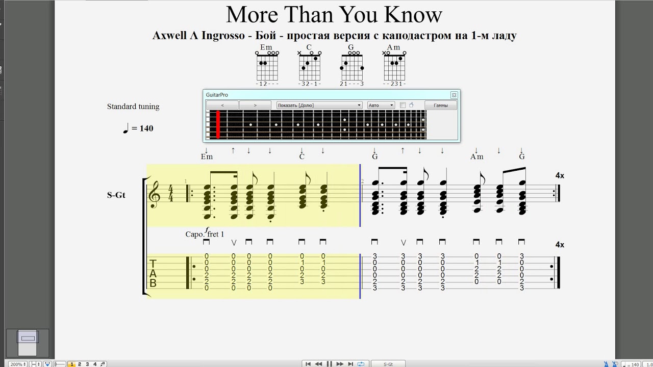 Axwell Λ Ingrosso - More Than You Know - guitar rhythm pattern for Beginners