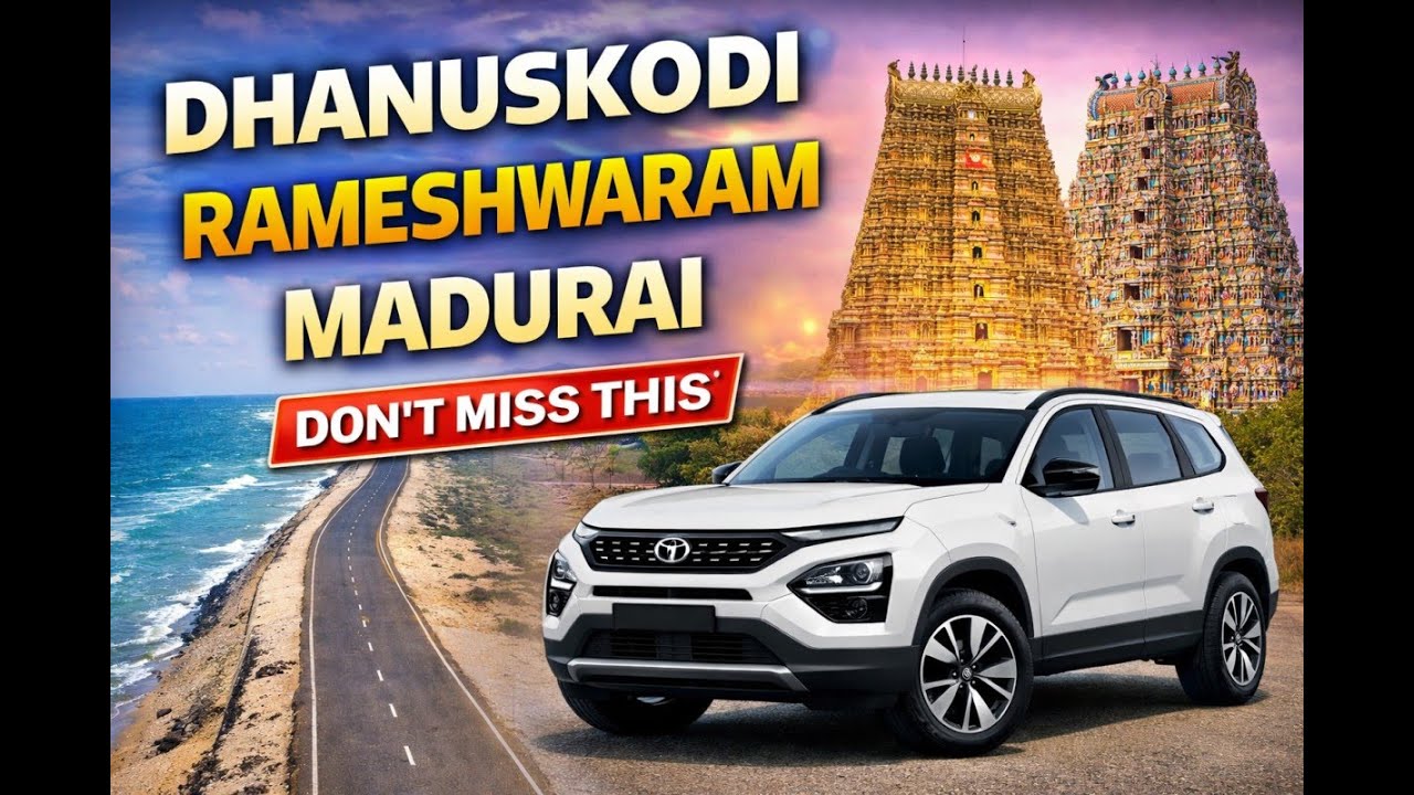 👉 Epic 3400+ KM South India Road Trip 🚗 | Dhanushkodi, Rameshwaram & Madurai by Tata Safari | part-1
