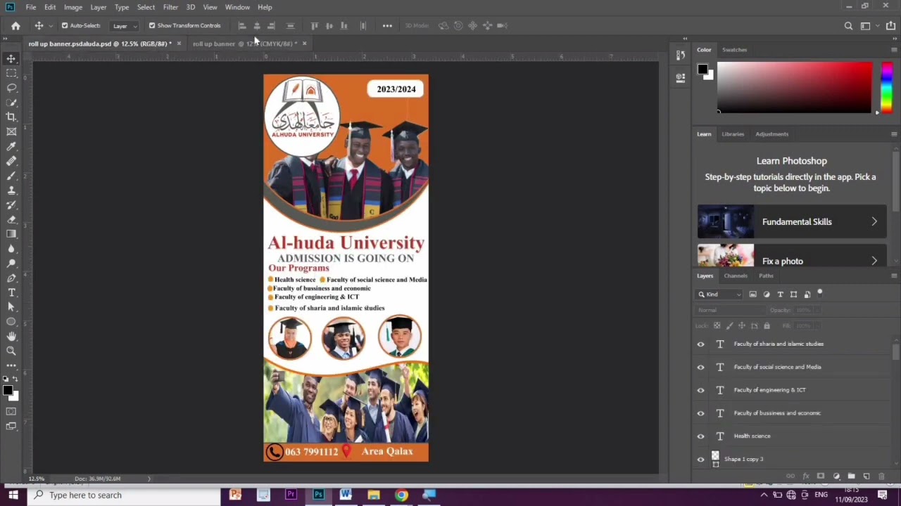Photoshop Afsomali |Sida loo sameeyo boodh taag ah |How to make roll up banner
