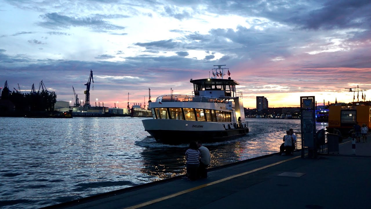 [4K] ASMR Ferry Ride and Pier Walk in Hamburg Germany 2020 - St. Pauli Piers Landungsbrücken