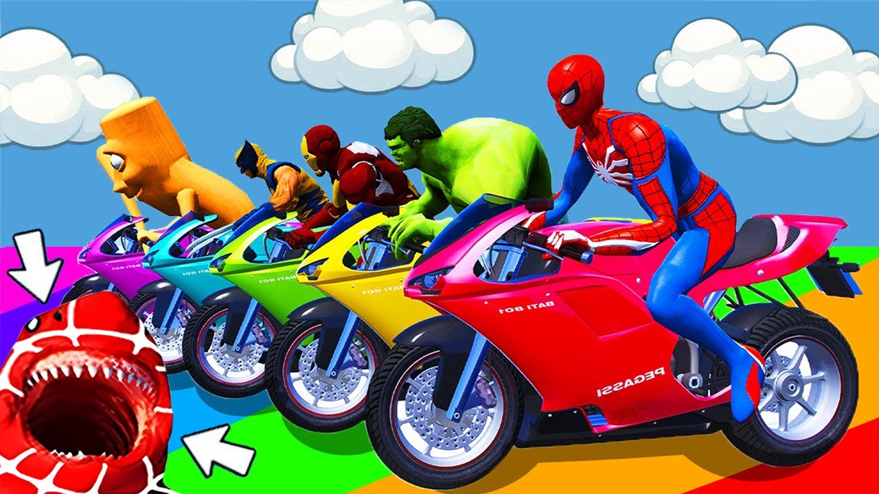 SPIDER-MAN against TUNG TUNG TUNG SAHUR on Motorcycle in SPIRAL BRIDGE STUNT RIDE! | GTA MULTIVERSE