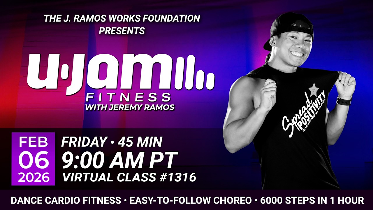 Virtual 45 Minute U-Jam Fitness Class with Jeremy Ramos (02/06/2026) - 9:00AM PT