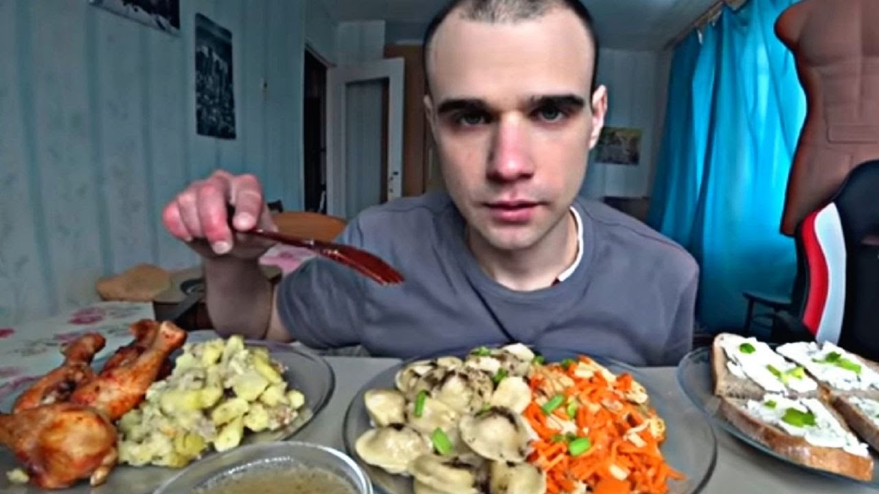 МУКБАНГ ПЕЛЬМЕНИ / КАРТОШКА / КУРИЦА ЖАРЕНАЯ / СПАРЖА  / БУТЕРБРОДЫ/ ОБЖОР/ EATING Mukbang ASMR АСМР