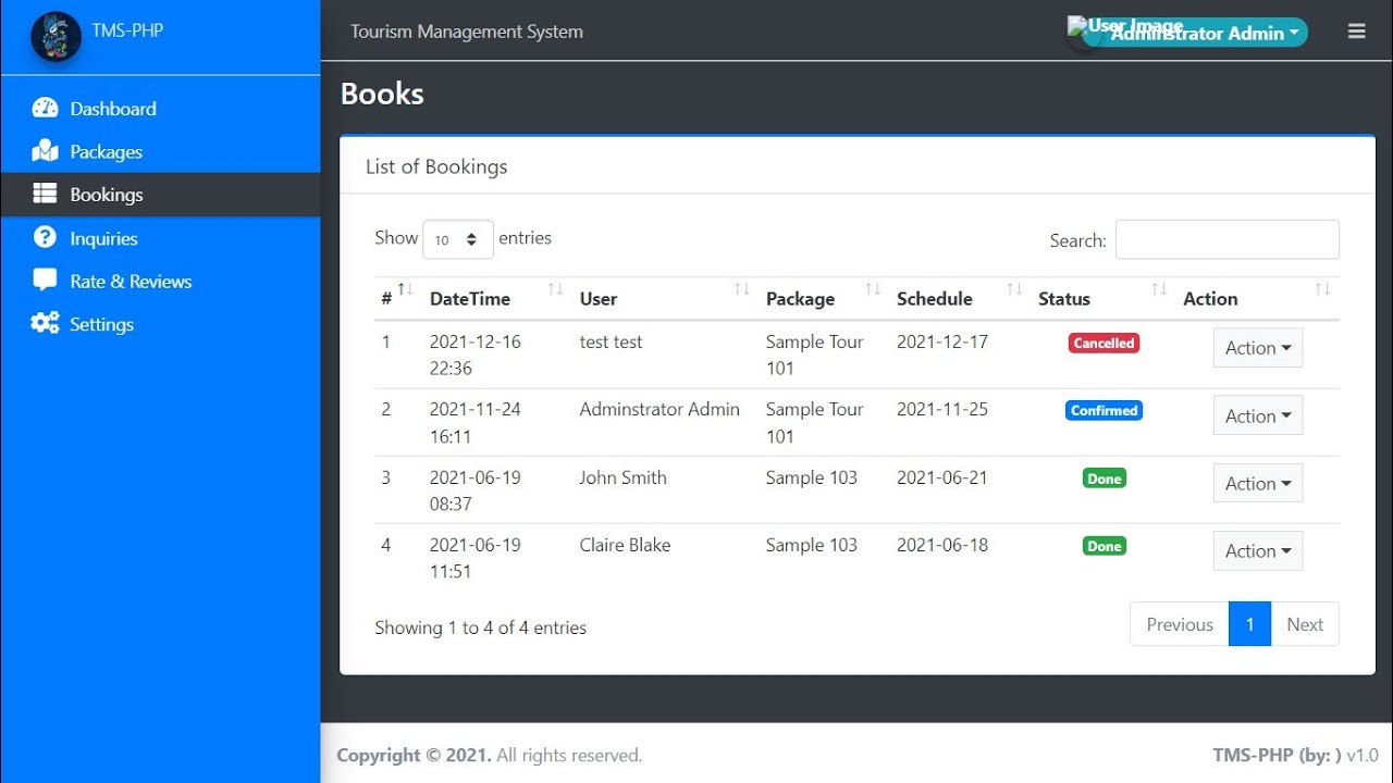 Online Tourism Management System in PHP MySQL with source code