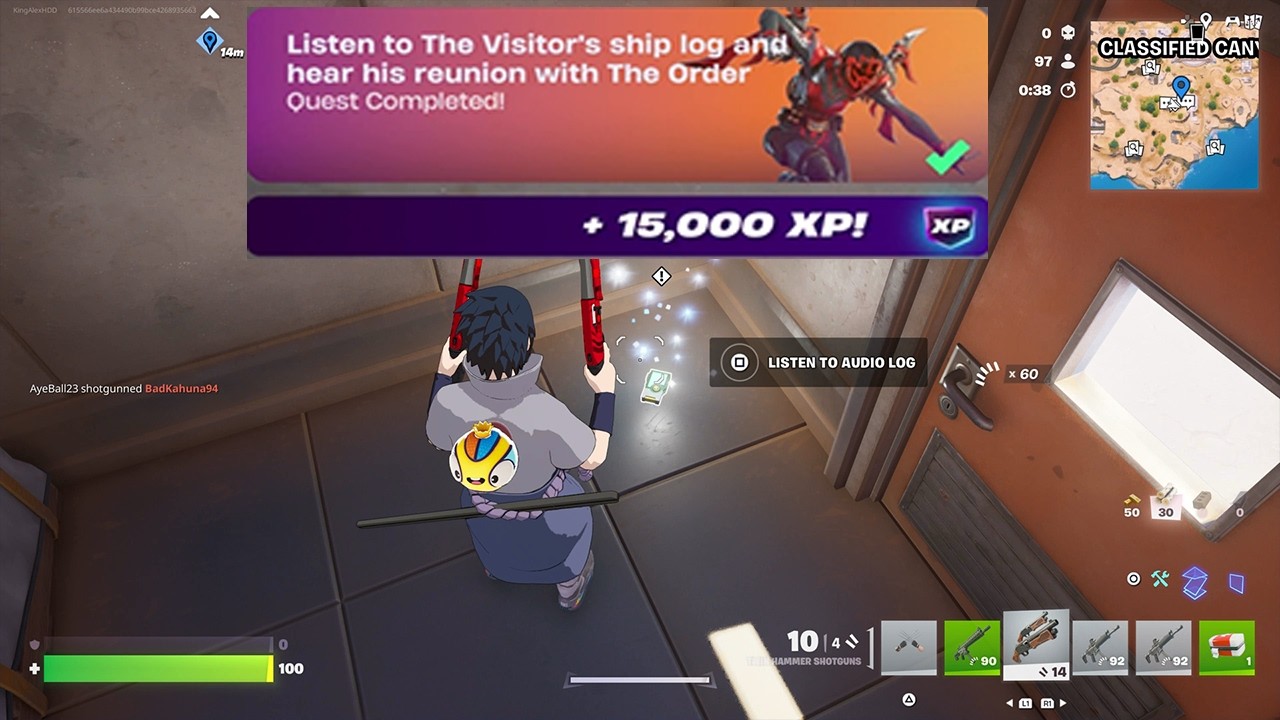 How to EASILY Listen to The Visitor's ship log and hear his reunion with The Order in Fortnite Quest