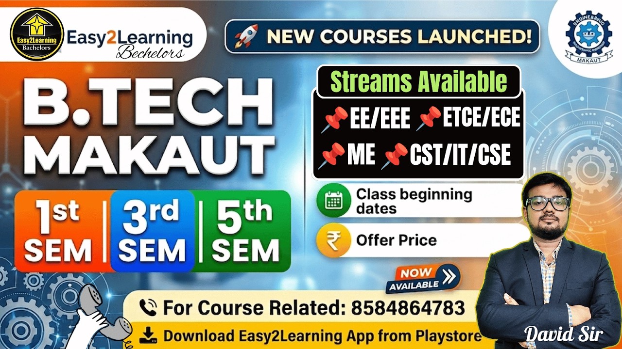 📢B.Tech 1st Sem,3rd Sem,& 5th Sem Course Launching👉EE, ETCE, CST, ME🚀Full Discussion With David Sir✅