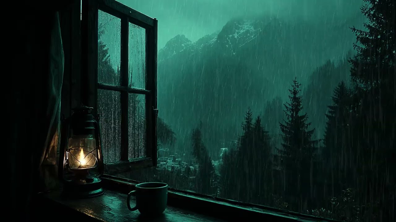 Rain and Thunder Sounds Outside the Window | Cozy Bedroom Ambience for Deep Sleep & Relaxation