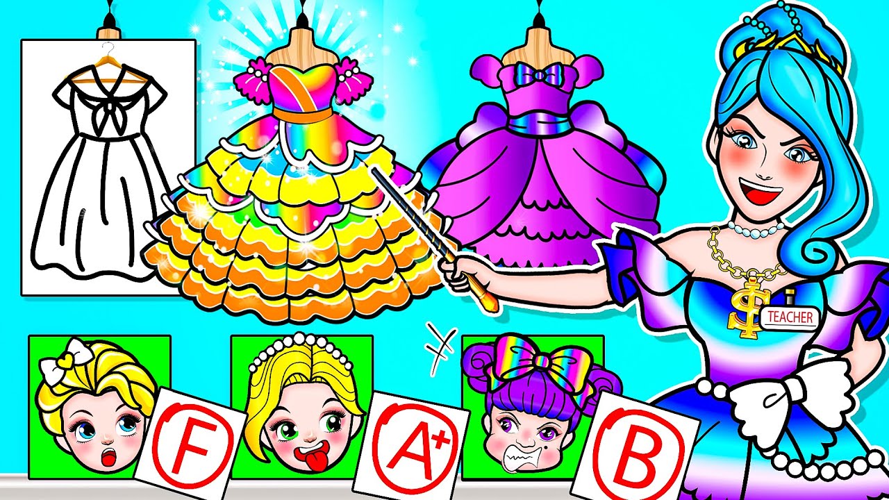 [🐾paper dolls🐾] Giga Rich vs Poor vs Giga Poor and Bad Teacher  | Rapunzel Family 놀이 종이