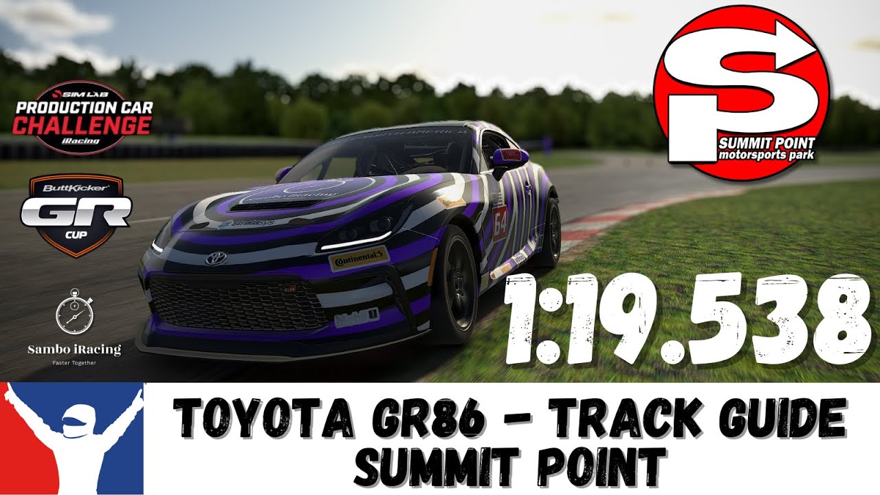 iRacing Toyota GR86 - Summit Point Guide - 1:19.538 - Track Guide - Using Fixed Setup