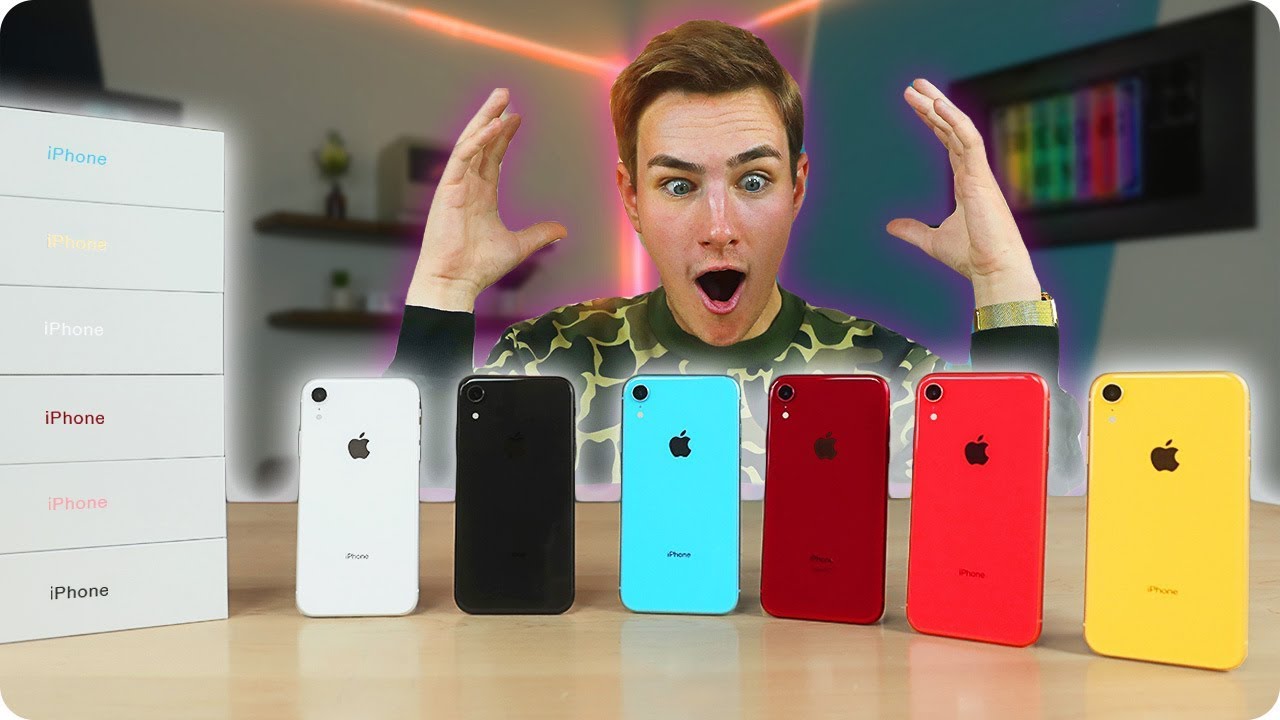 Распаковка каждого iPhone XR с ASMR (цвета радуги)