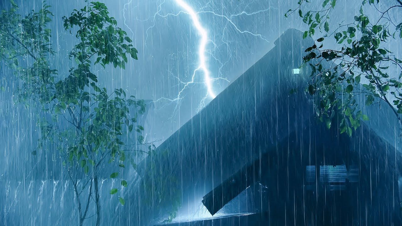 get rid of insomnia immediately | Heavy Rain Therapy in the village for Relaxation and Sound Sleep