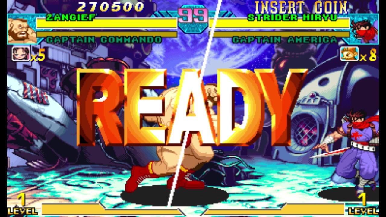 Marvel vs Capcom 1 ( Arcade ) - Captain Commando / Zangief Playthrough ( July 9, 2017 )