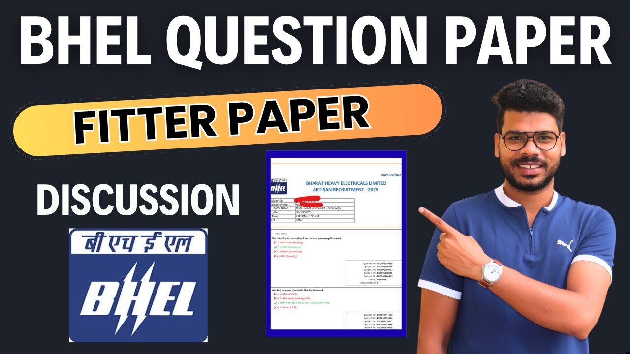 BHEL Fitter Artisan Question Paper  2025 Discussion By special Techno ||
