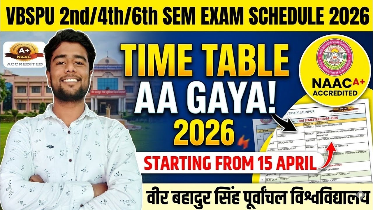 VBSPU Exam 2026 Time Table Out 🔥 | 15 April Se Start BA BSc BCom MA MSc MCom